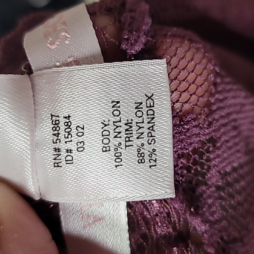Victoria's Secret Purple Lace Lingerie Floral Print Slip Nighty Babydoll Size M - Picture 5 of 7